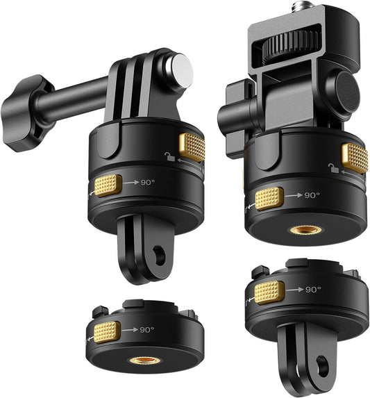 Neewer 6 in 1 Action Camera Mount Kit, Compatible with Hero 13 12 11 Max DJI Osmo Action Insta360, Metal Magnetic Quick Release Mount with 1/4" Thread & Folding Fingers for POV Shots, GP-23