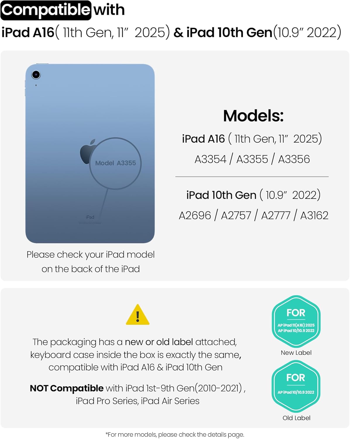 Nillkin iPad A16 (11th Gen) / 10th Gen Case with Detachable Keyboard, Magic Trackpad, 7-Color Backlit, Portrait/Landscape Modes, Rugged Keyboard Case for iPad 11th / 10th Generation (2025/2022), Black