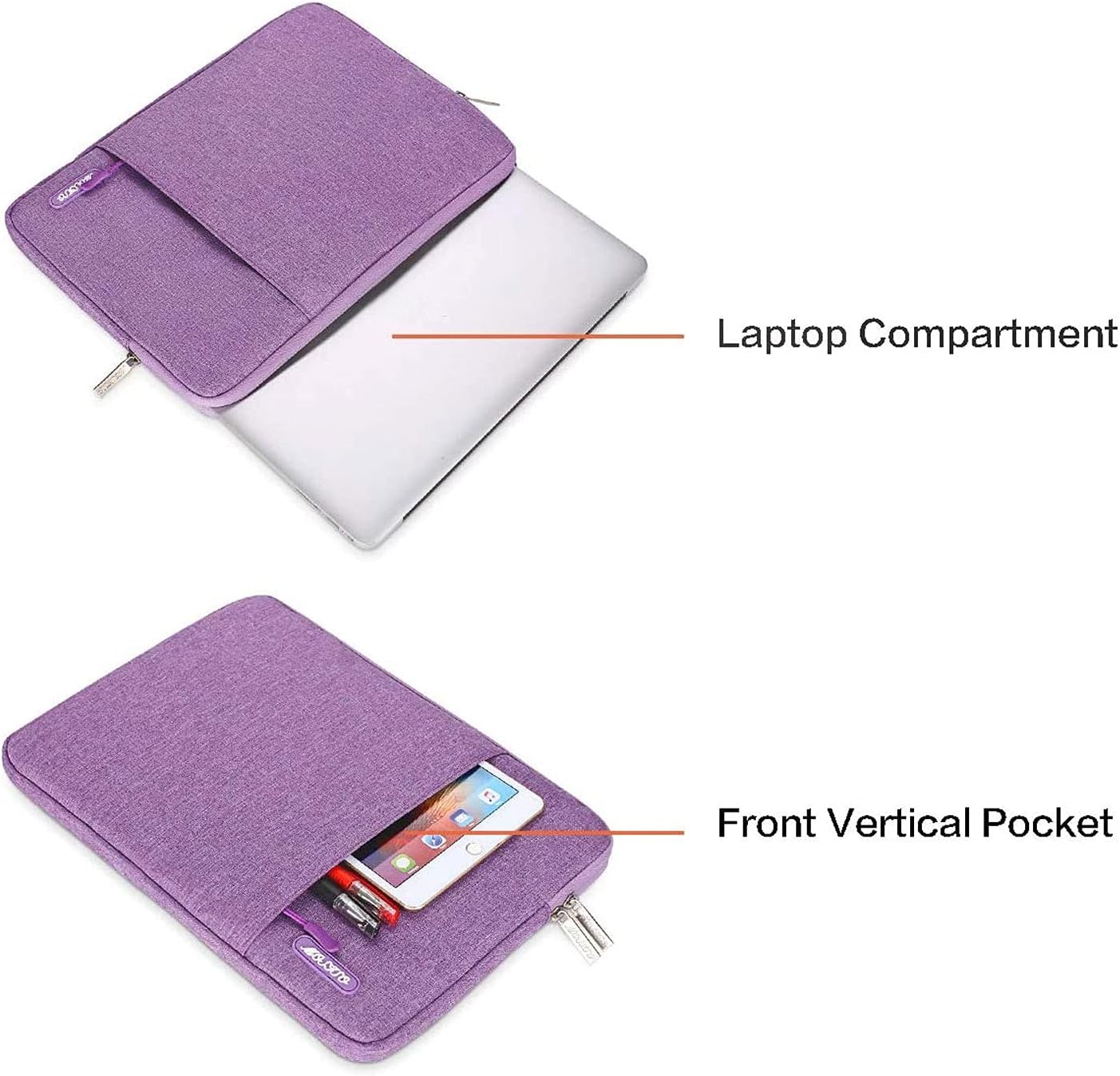 MOSISO Laptop Case 13 inch, 13 inch Laptop Sleeve Compatible with MacBook Air M4 M3 M2 M1 2025-2018 / Pro M2 M1 2025-2016, Polyester Vertical Computer Sleeve Bag with Pocket, Light Violet