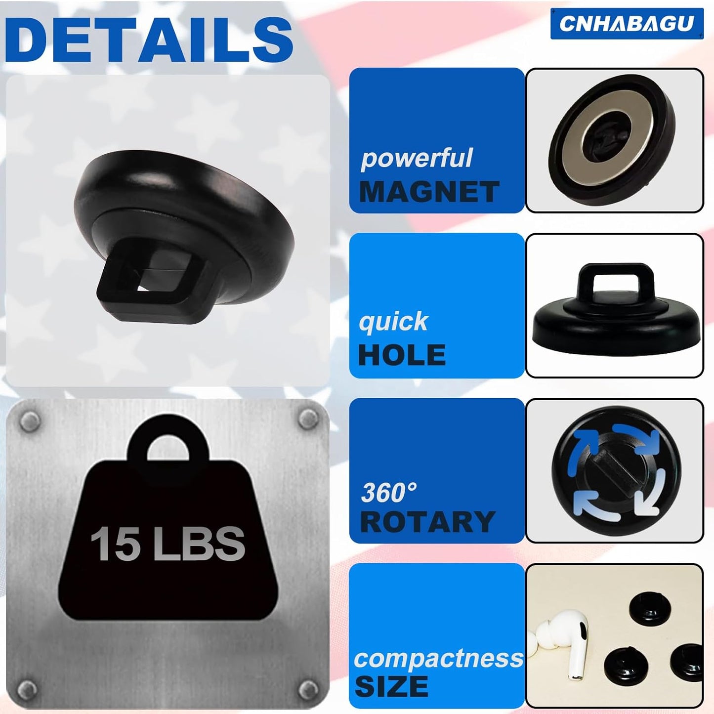 Magnet Zip Tie Mount Magnetic Zip Ties Mount Clips Base Holder Strong Multipurpose Wire Cable Holder Mount Wire Clips Management for Home Office Marine Electrical Wiring (24 Pcs, D19 Small)