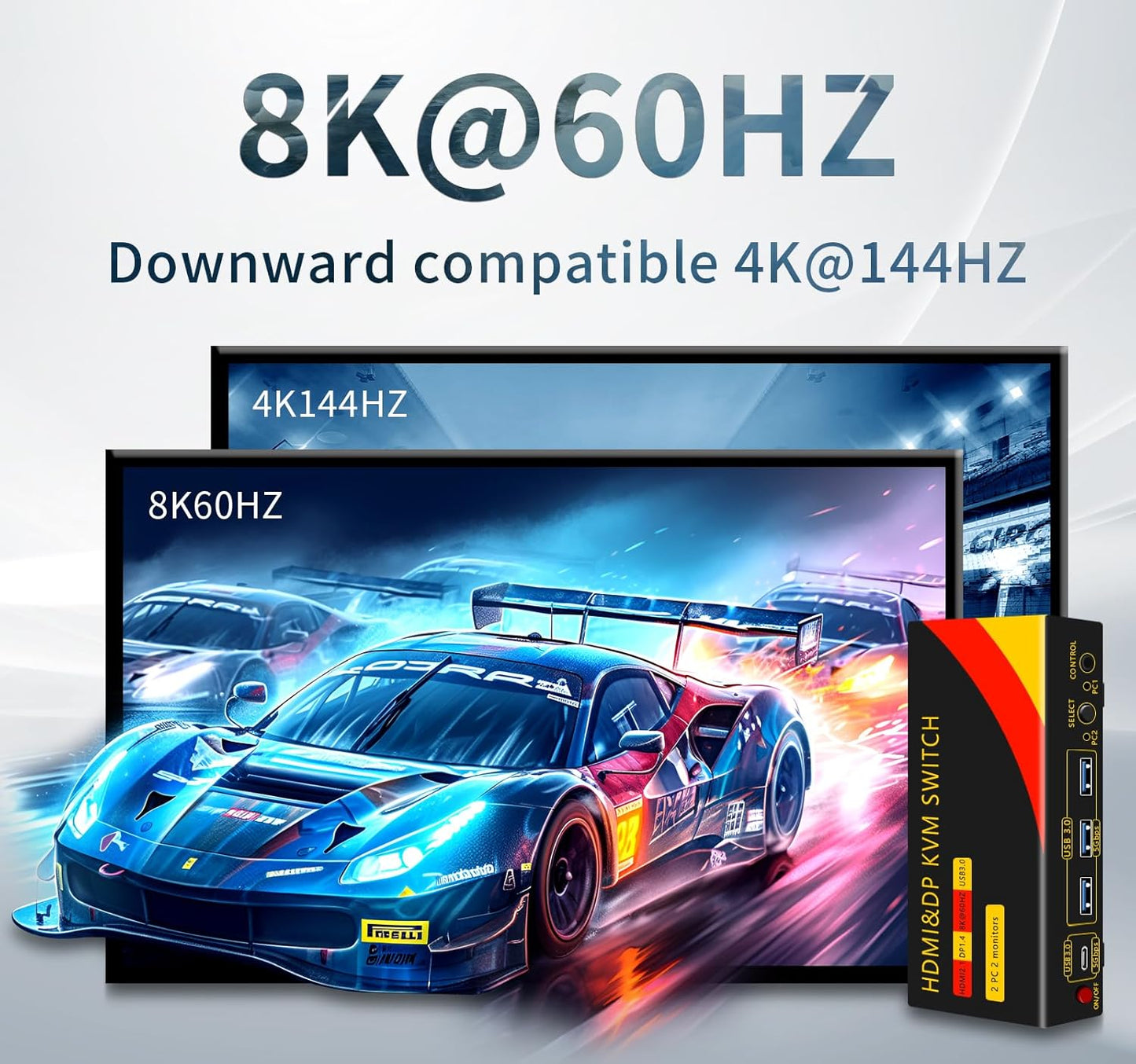 DP hdmi kvm Switch 2 Monitors 2 Computers Display Port,kvm Switch displayport with DP and HDMI kvm switches,8K@60HZ,USB3.0 with 1 USB C