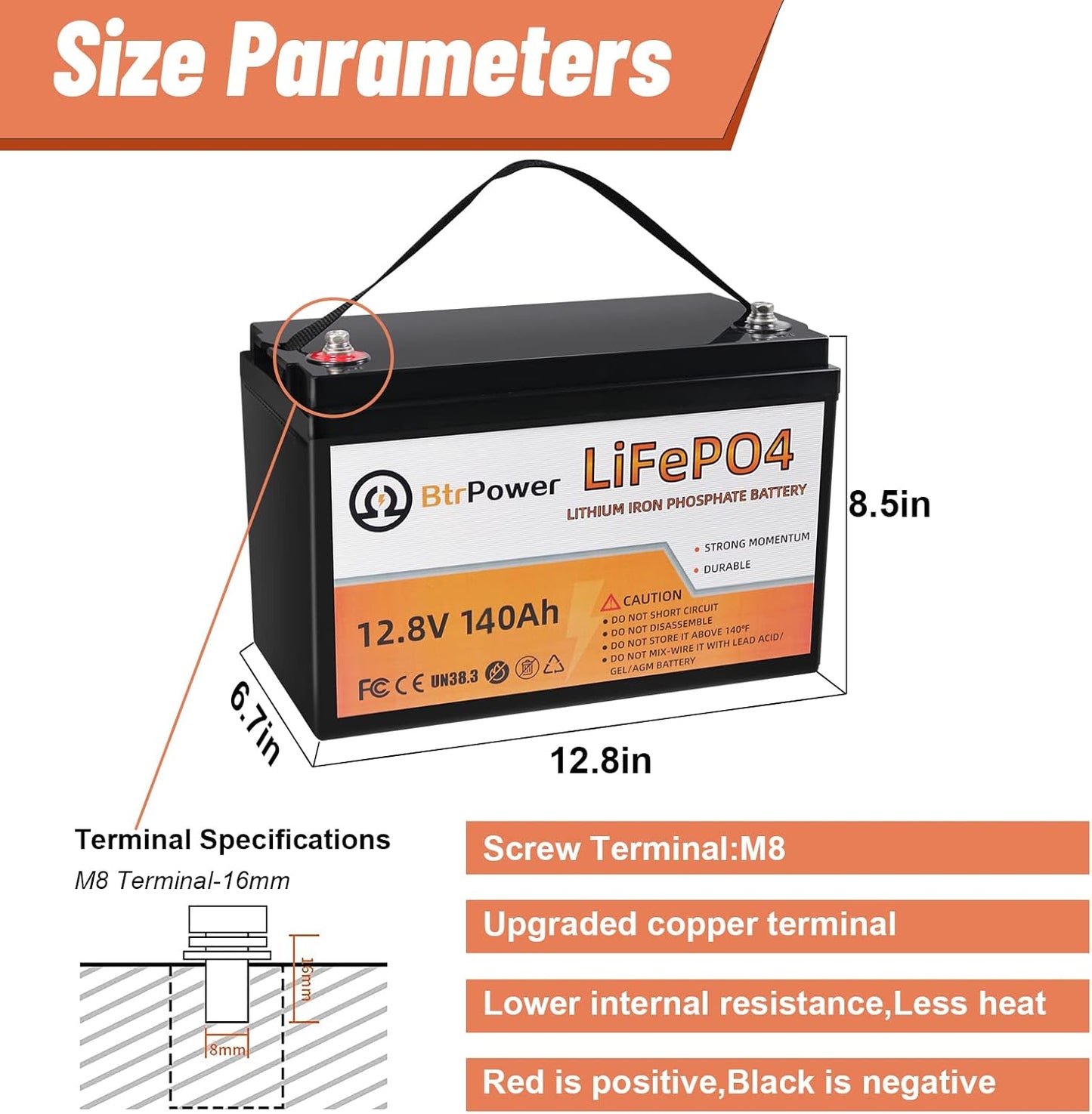 4 Pack 12V 140Ah Lithium LiFePO4 Deep Cycle Battery,Support 4S4P,Built-in 100A BMS 5000-7000 Cycles Perfect for RV Solar Marine Overland Off-Grid Application