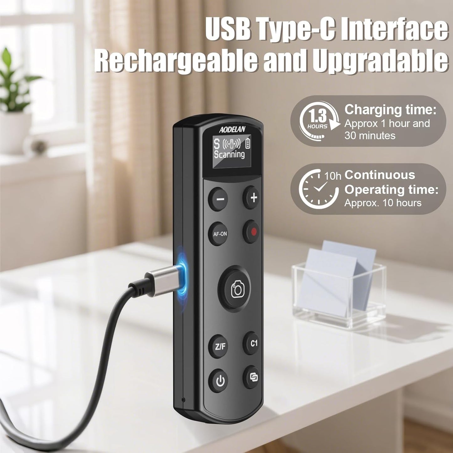 AODELAN for Sony Camera Tripod with Rechargeable Wireless Shutter Release,Shooting Grip Remote Control Handle for ZV-E10,ZV-1F,ZV-1,A7C,A7III,A7R IV,A6100,A6400,A6700,FX30,A9 II,DSC-RX0 II(Black)