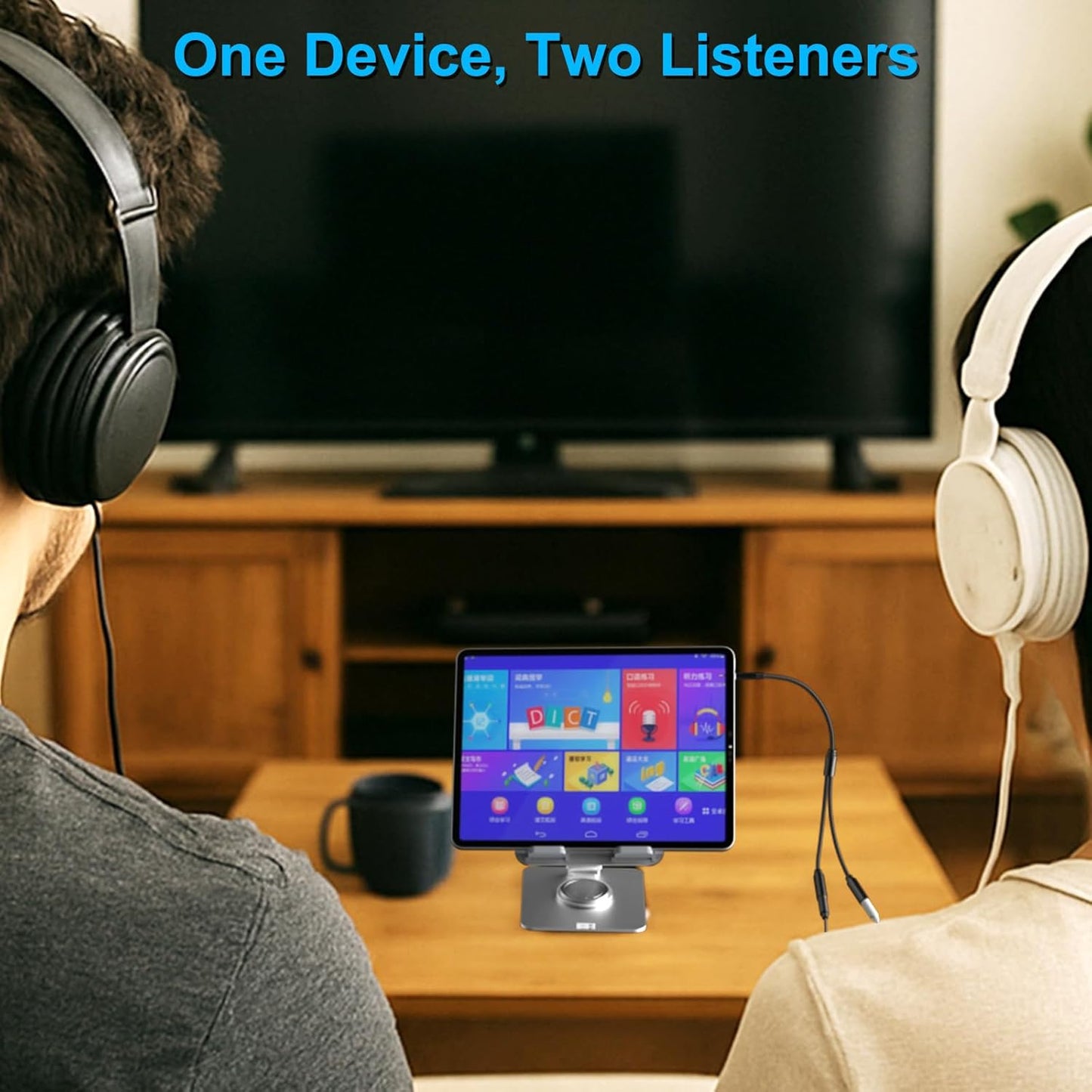 3.5mm TRRS Splitter for 2 Headphones 1FT 2-Pack, Dual Support Audio & Mic, 3.5 mm Aux Jack Cable 1 in 2 out, Double 1/8" Stereo Female Adapter,Headset Split Y Cord 2 Way for Phone/Tablet/Laptop/PC/MP3