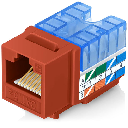 Everest 90° Angled RJ45 Cat5e Keystone Jacks 50-Pack in Orange - Slim Profile Female RJ45 Connectors - Cat 5e Keystone Jack - Compatible with 90° Angled Speed Termination Tool - easyJACK (B094WB91H3)