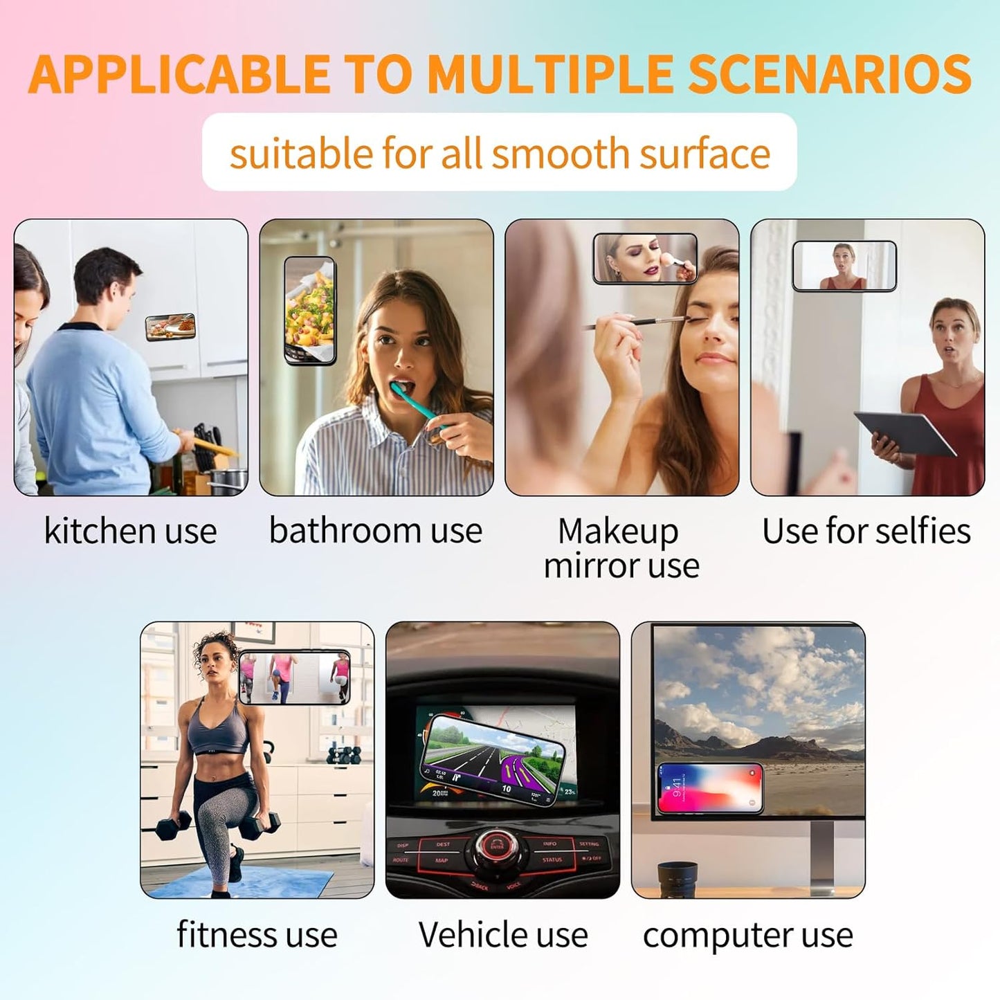 ZYCCER Double Sided Silicone Suction Phone Holder Mount,Compatible with iPhone and Android Cases Hands-Free Mirror Shower Phone Mount Strong Grip Holder (Transparent, Single Sided 1PCS)