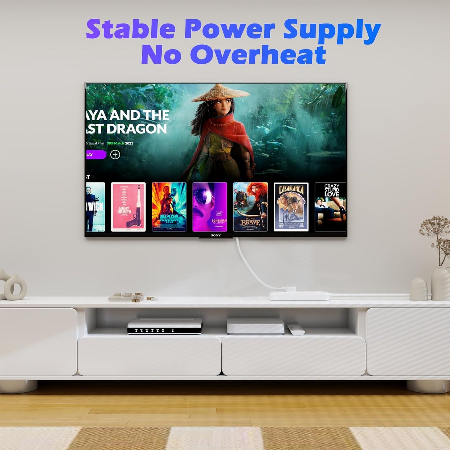 Adoreen 4 Ft Computer TV Replacement Power Cord White, Low Profile Flat Plug 18AWG 3-Prong AC Universal Power Supply Cable NEMA 5-15P to IEC 320 C13 for Printer, PC, Monitor TV LCD, ETL+Ties