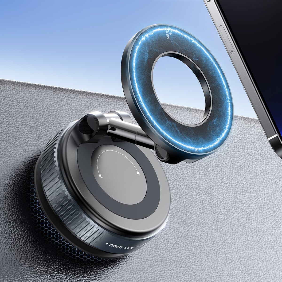 Upgraded Nano Gel Magnetic Phone Holder, 360° Rotation Vacuum Suction Cell Phone Mount for Magsafe,Strong Suction Adjustable Phone Car Mount Foldable Stand for iPhone 12-16 Series(Not Charge Phone)