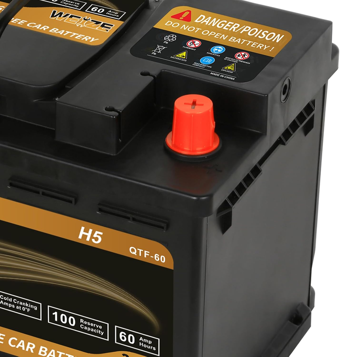 Weize Platinum AGM Battery BCI Group 47-12v 60ah H5 Size 47 Automotive Battery, 100RC, 680CCA, 36 Months Warranty, Dimensions 9.52" L x 6.89" W x 7.48" H