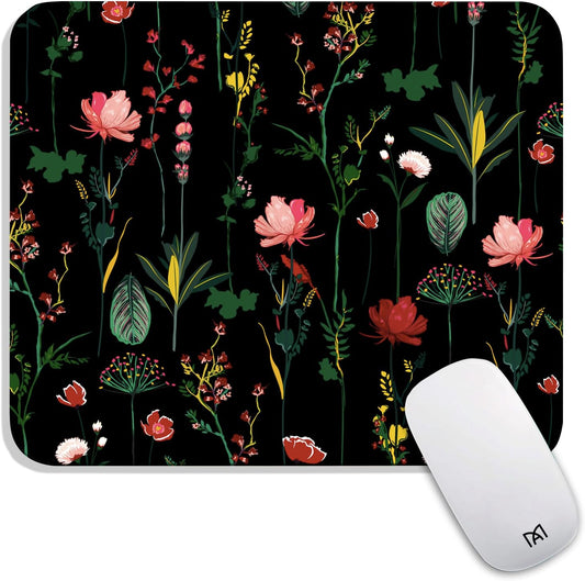 Square Mouse Pad Blooming Botanical Flowers,Personalized Premium-Textured Custom Mouse Mat Design,Washable Mousepad Cloth,Non-Slip Rubber Base Computer Mouse Pads for Wireless Mouse