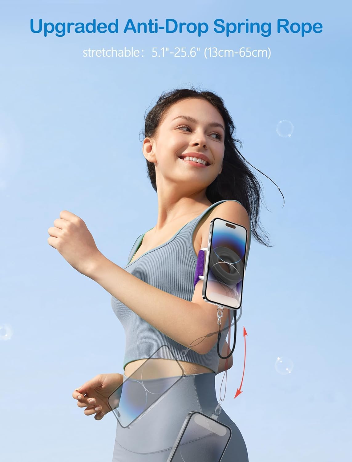 TOPGO Running Phone Holder for iPhone [360° Rotatable & Upgrade Anti-Drop] Magnetic Wrist Phone Holder, Magsafe Armband Compatible with iPhone 16 Pro and Android - Purple