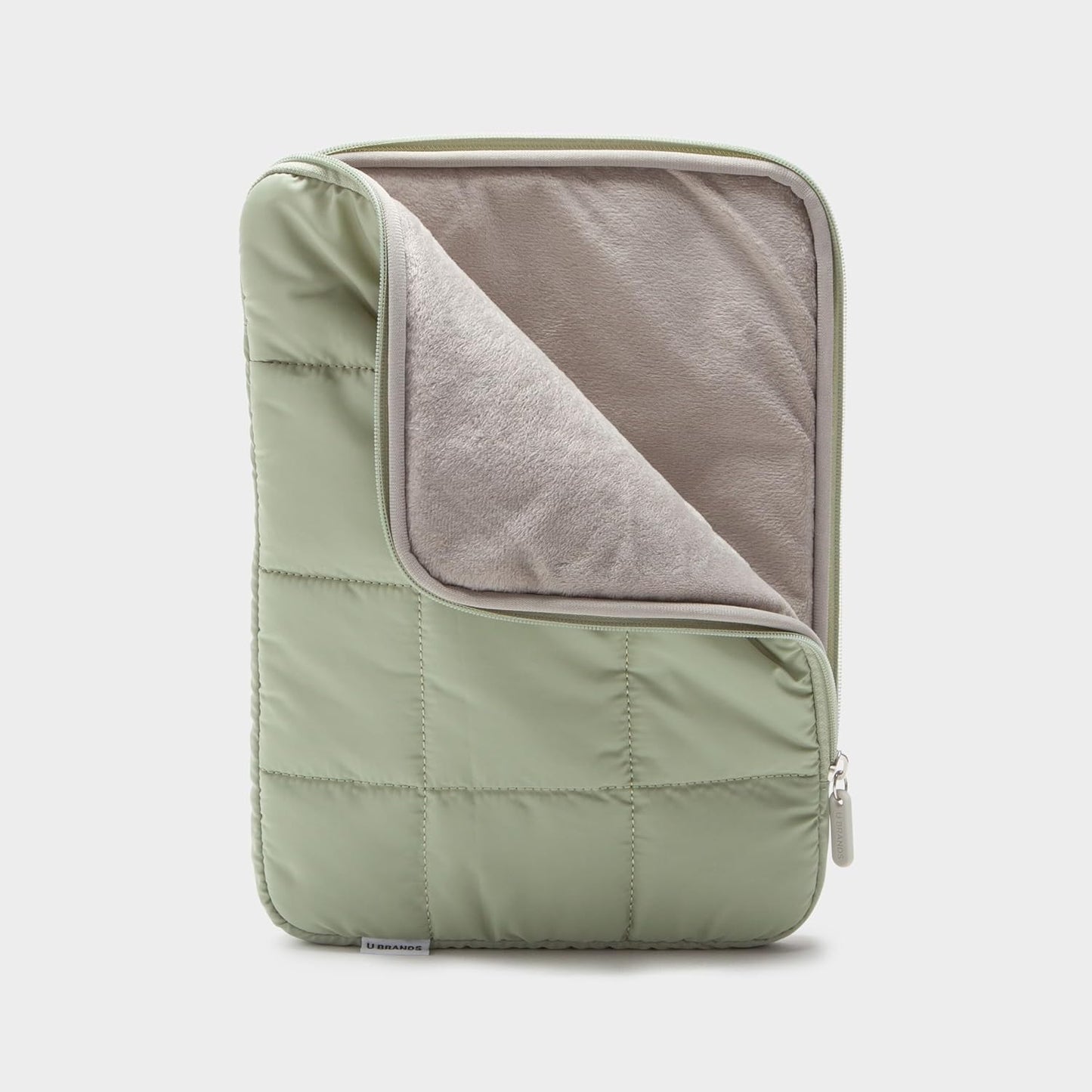 U Brands Nylon Puffer Zipping Large Laptop Sleeve, 10.5" x 15", Computer Accessories, Laptop Bag for MacBook Pro, MacBook Air, Chromebook, HP Computer, Matcha Green