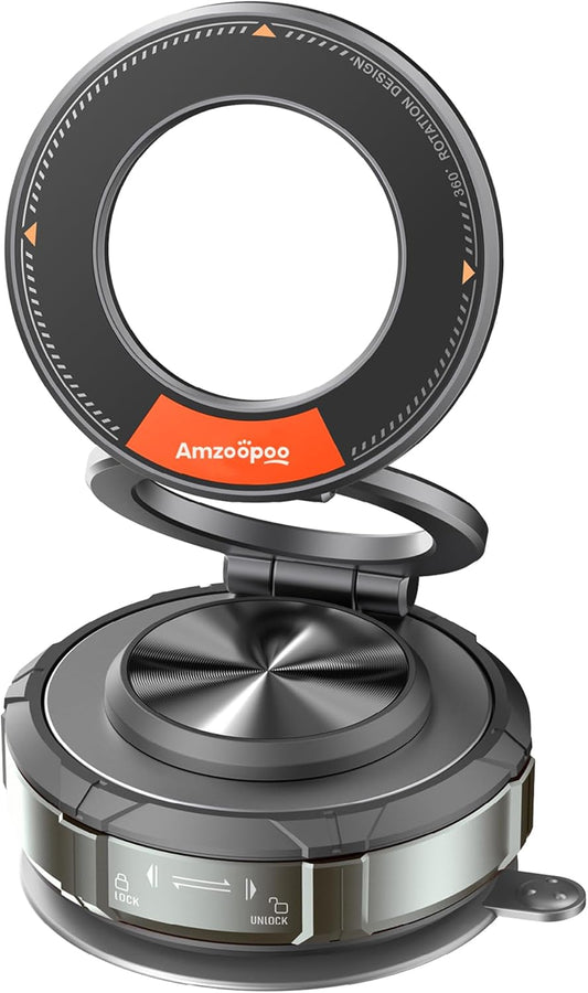 Phone Holders for Your Car Phone Holder Mount for MagSafe 360° Adjustable Vacuum Suction Magnetic Car Phones Mount Cellphone Holder for iPhone 16 15 14 13 12 Series and Android (Zinc Alloy)