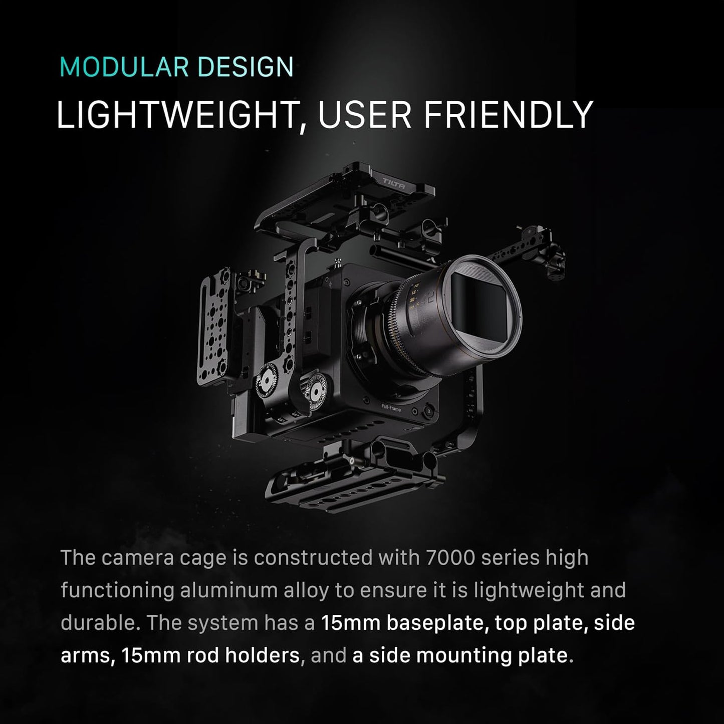 Tilta Camera Cage Compatible with Sony BURANO | Arri Rosettes, 1/4"-20 and 3/8"-16 Threads | w/Top Handle, Left/Right Side Arm, Battery Plate (Full Camera Cage)