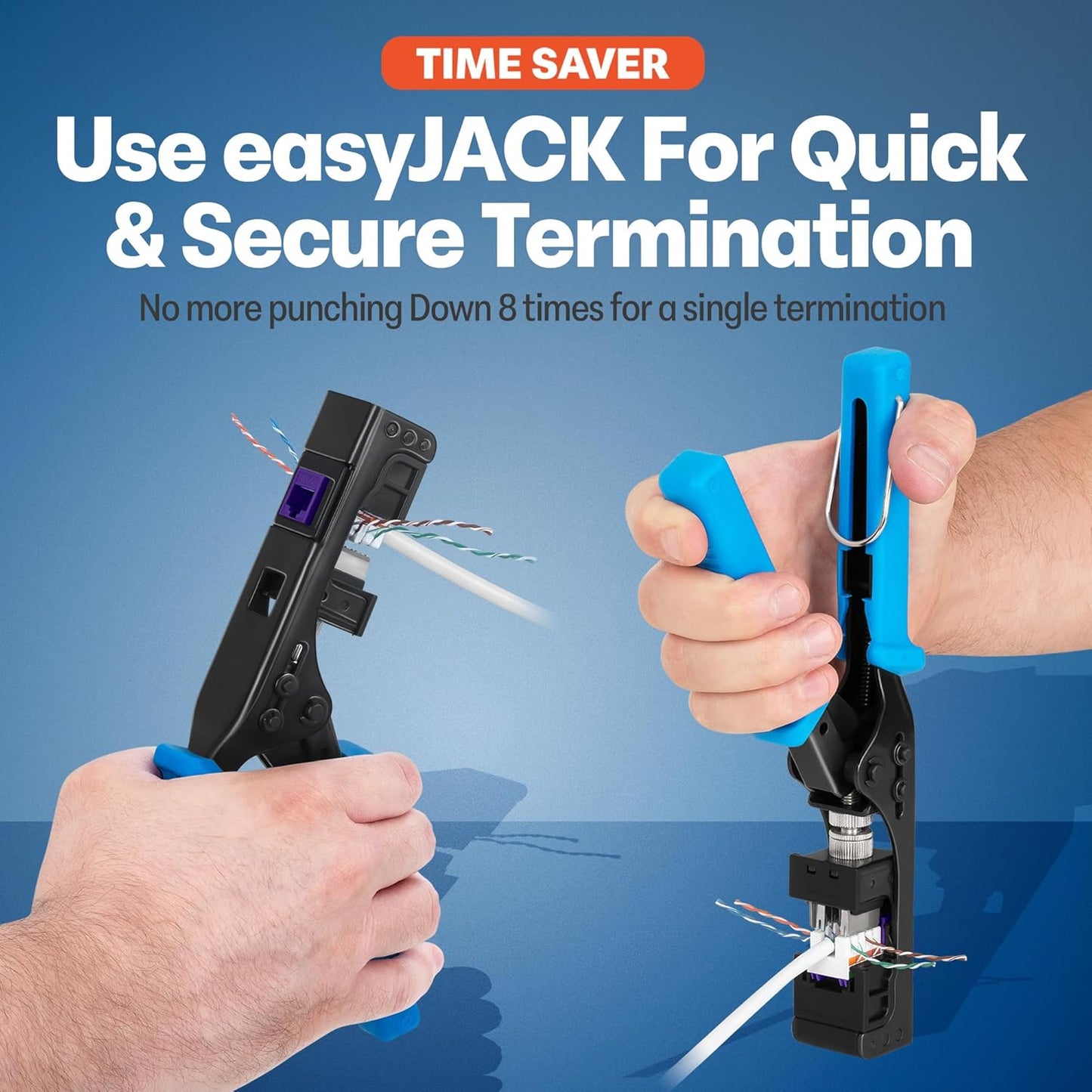 Everest 90° Angled RJ45 Cat6A Keystone Jacks 50-Pack in Purple - Slim Profile Female RJ45 Connectors - Cat 6A Keystone Jack - Compatible with 90° Angled Speed Termination Tool - easyJACK (B094WB91H3)