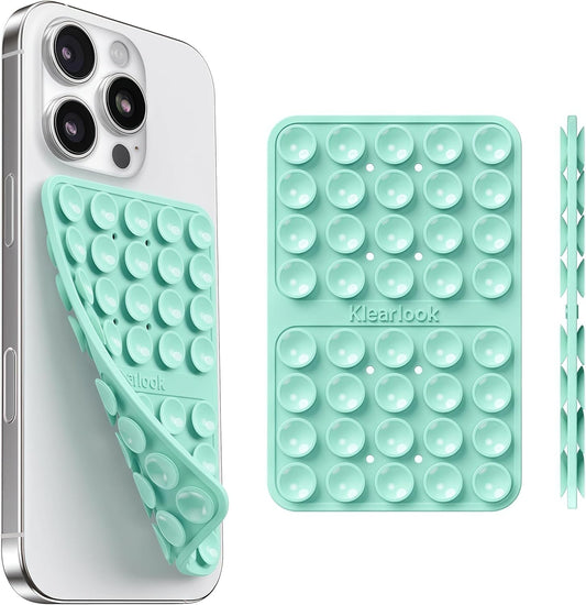 Klearlook Silicone Suction Cup Phone Case Mount Double Sided, Silicon Sticky Phone Grip with Higher Suction for Cell Phone, Hands-Free Phone Accessories Holder for Selfies and Videos, Light Green