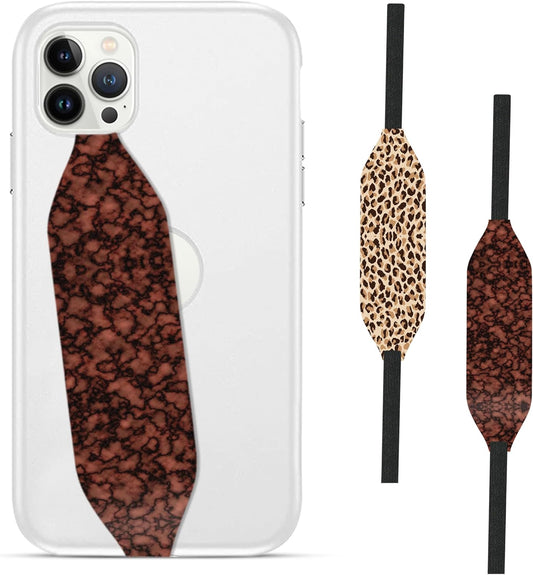 Phone Grip Strap - Reversible Finger Holder for Phone Back, Customizable Anti-Slip Design, Wireless Charging Compatible Detachable Holder for iPhone - Tortoise