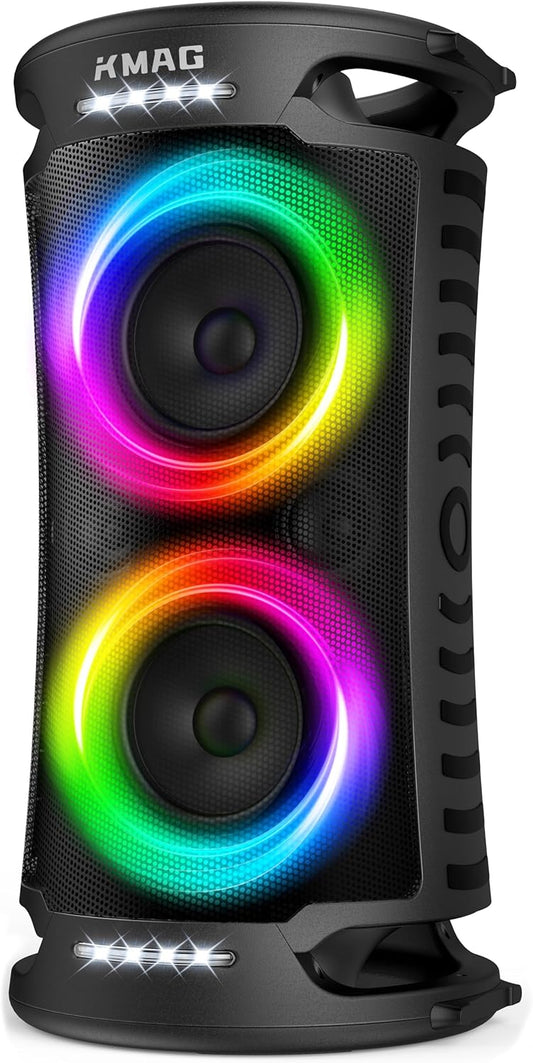 Large Bluetooth Speaker, 260W Peak Powerful Loud Sound with Deep Bass, Portable Outdoor Speaker Wireless, 15Hr Playtime, Fast Charge, TWS, Cool Lights for Party, Camping, Beach, Backyard, Home, Work