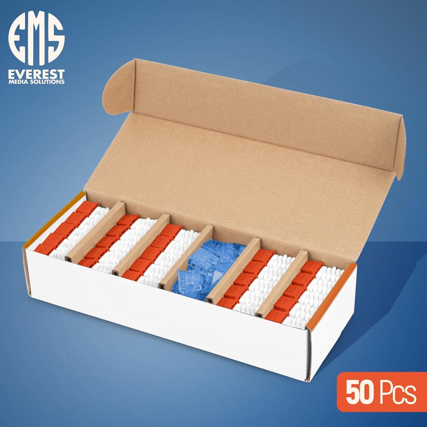 Everest 90° Angled RJ45 Cat5e Keystone Jacks 50-Pack in Orange - Slim Profile Female RJ45 Connectors - Cat 5e Keystone Jack - Compatible with 90° Angled Speed Termination Tool - easyJACK (B094WB91H3)