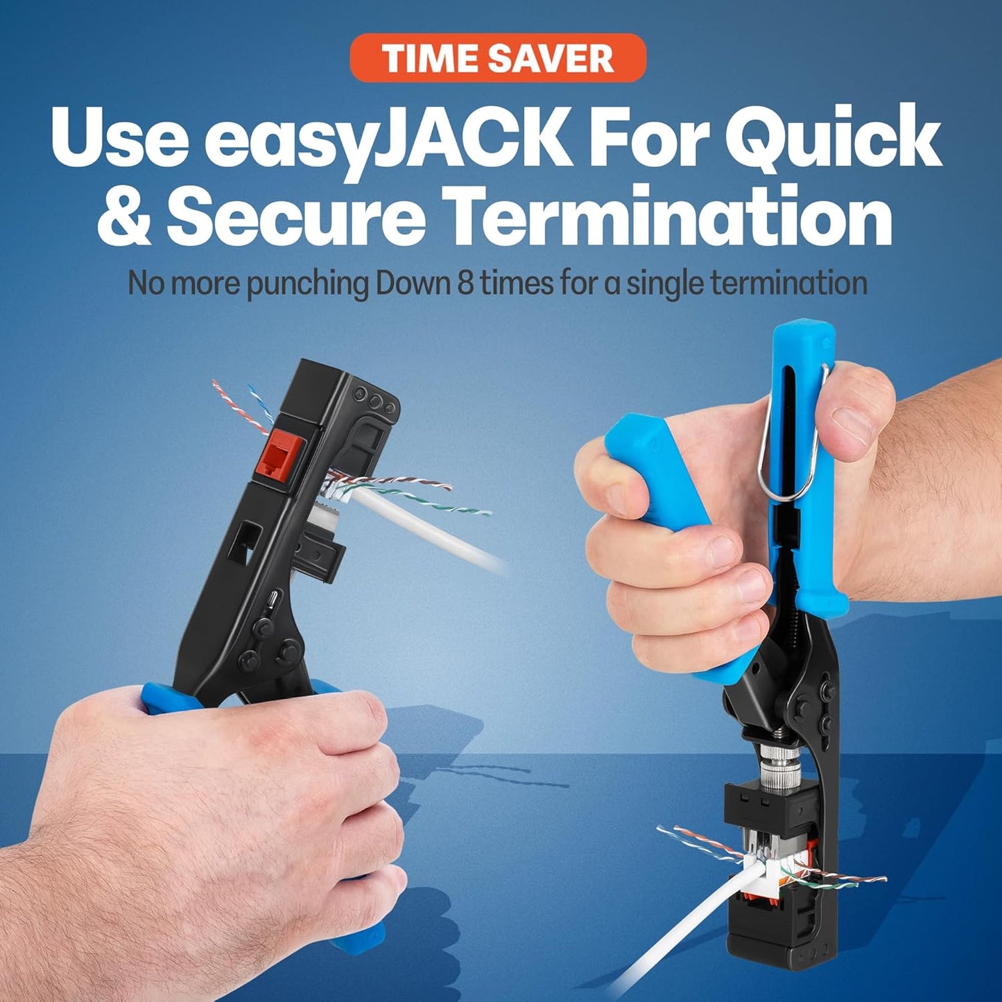 Everest 90° Angled RJ45 Cat6 Keystone Jacks 50-Pack in Orange - Slim Profile Female RJ45 Connectors - Cat 6 Keystone Jack - Compatible with 90° Angled Speed Termination Tool - easyJACK (B094WB91H3)