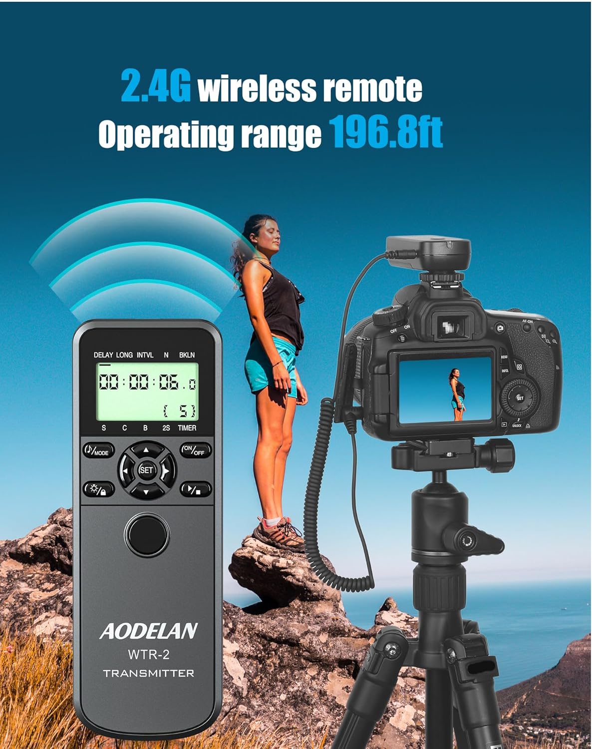 Camera Wireless Remote Shutter Release, Long Exposure Timelapse Remote Control Compatible with Canon 6D Mark II 7D 7D Mark II 5D Mark IV; Replaces Canon RS-80N3 Shutter Release Cords
