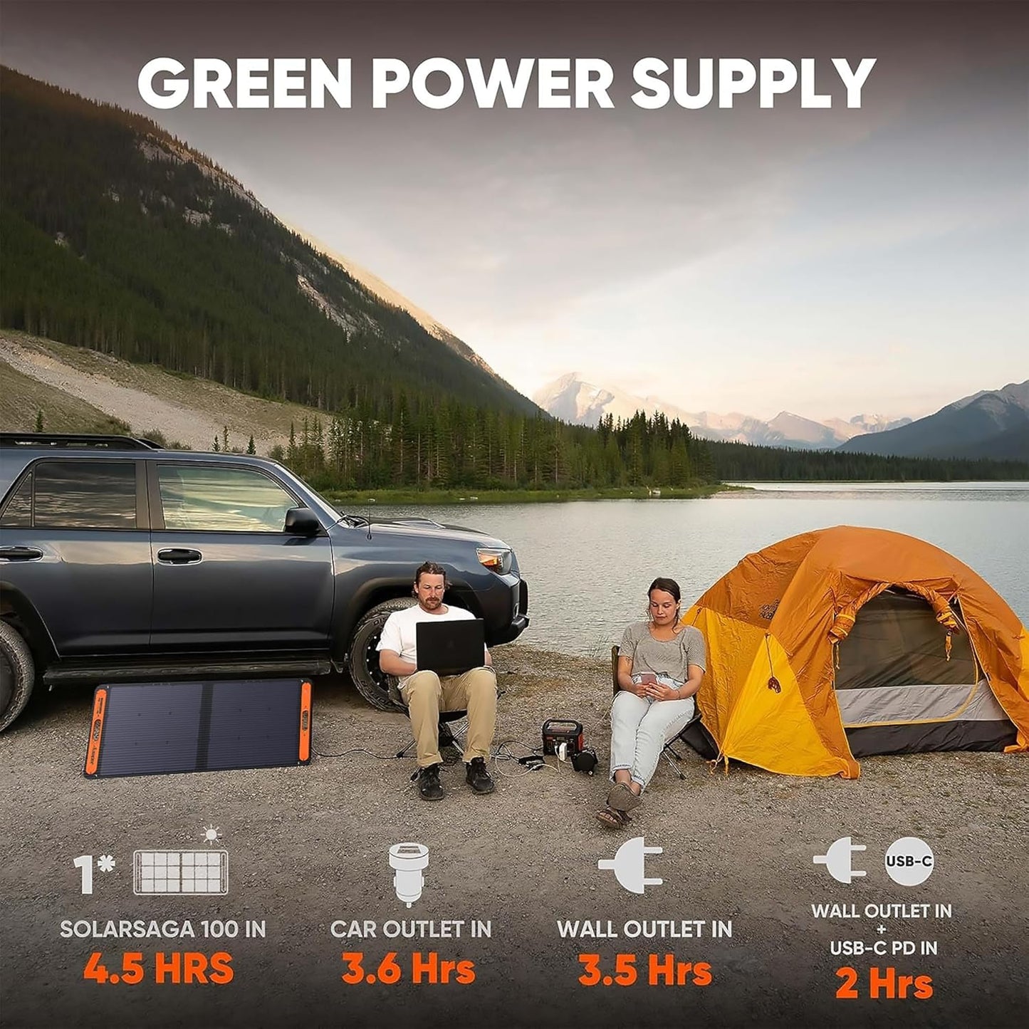 Jackery Solar Generator 300, 293Wh Backup Lithium Battery with 1XSolar Panel SolarSaga 100W, 110V/300W Pure Sine Wave AC Outlet for RV Outdoors Camping Travel Blackout