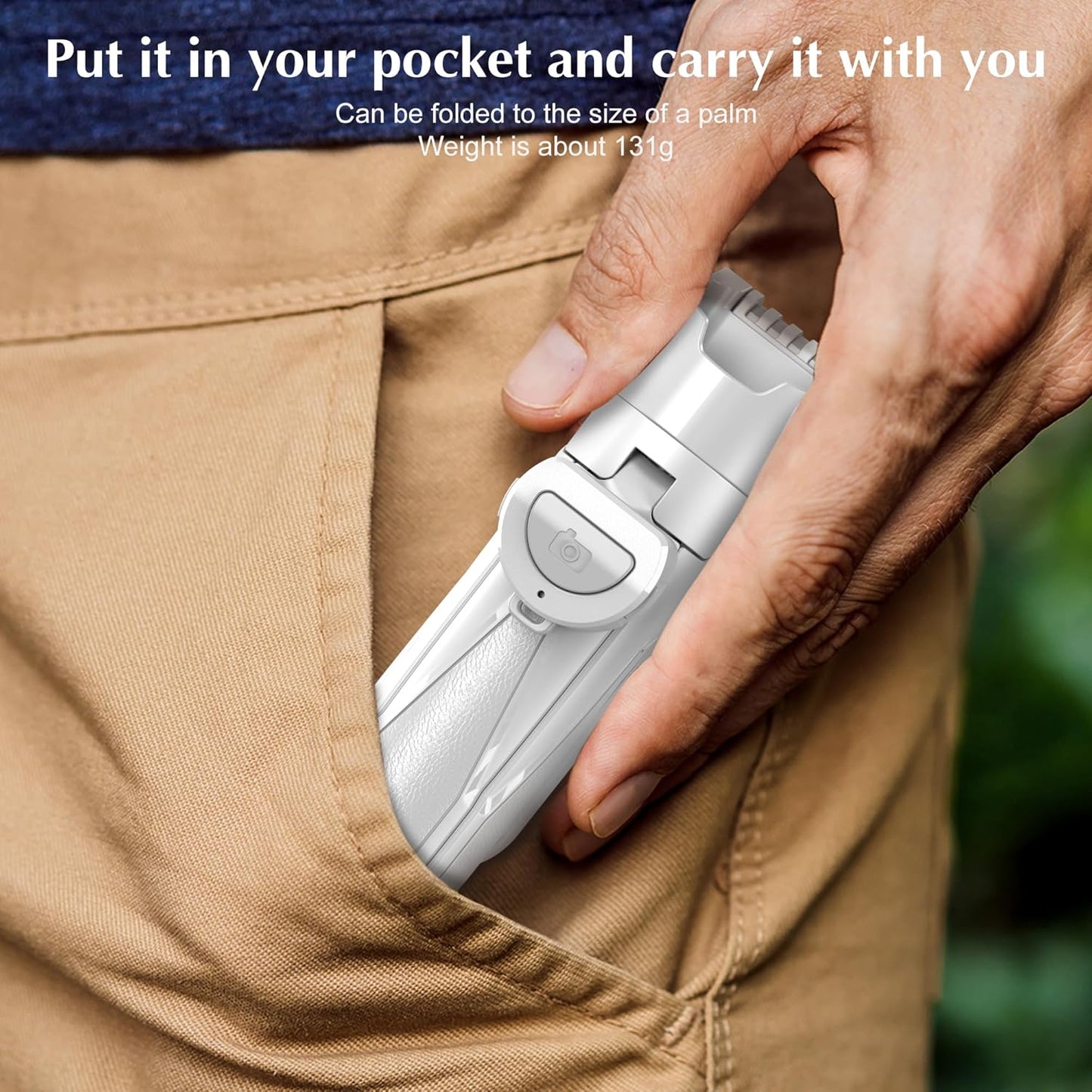 Mini Selfie Stick Tripod, Extendable Grip Phone Tripod with Detachable Remote Pocket Size, 4-in-1 Mini Phone Grip, 10m Wireless Shutter, Vlog Livestreaming Photography （White）