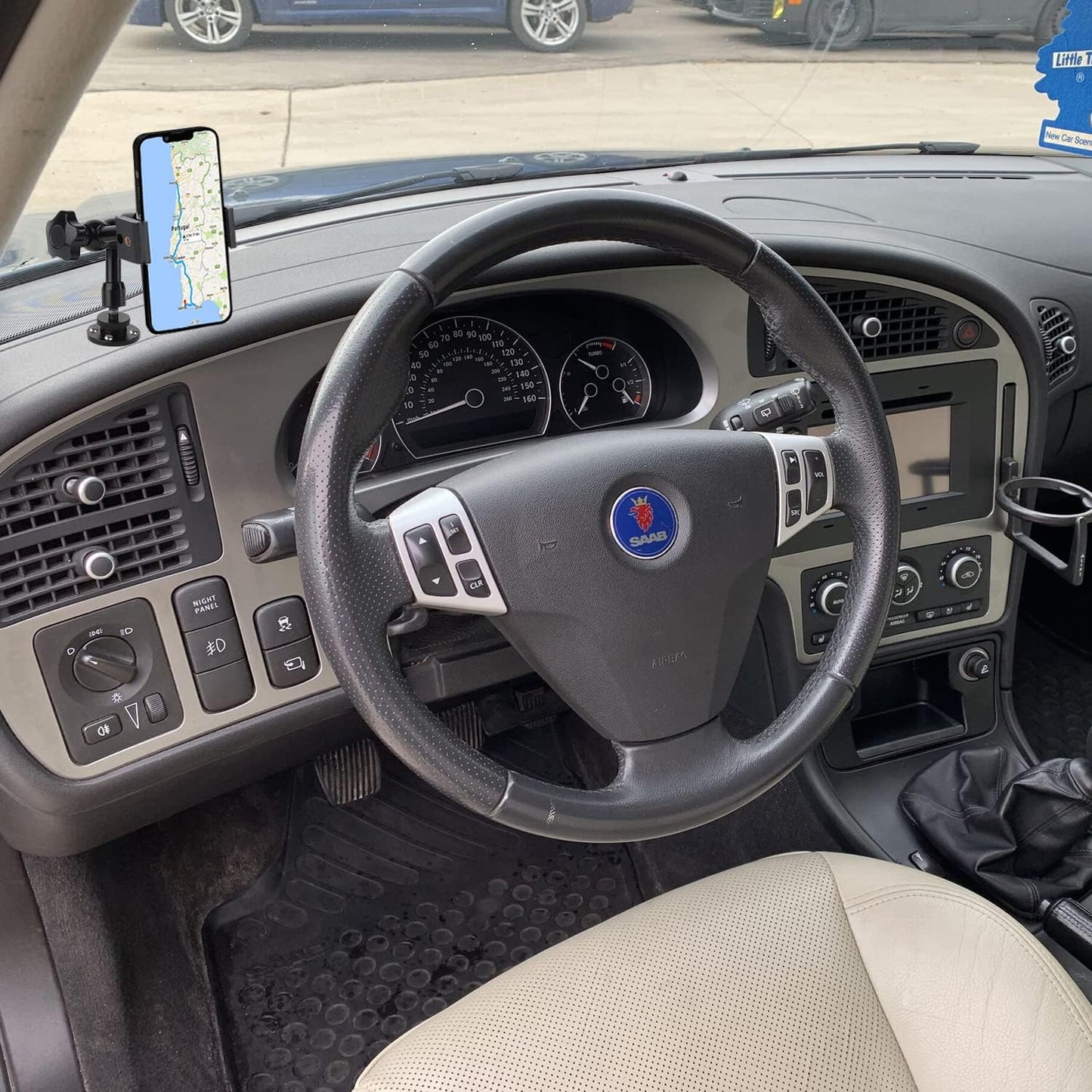 Drill Base Truck Phone Stand for 3.5~7.5 inches iPhone/HTC/LG/Nexus/Huawei/Smart Phones, Fit for Truck, Car,Van, Vehicles, 360°Adjustable Aluminum Alloy Mount