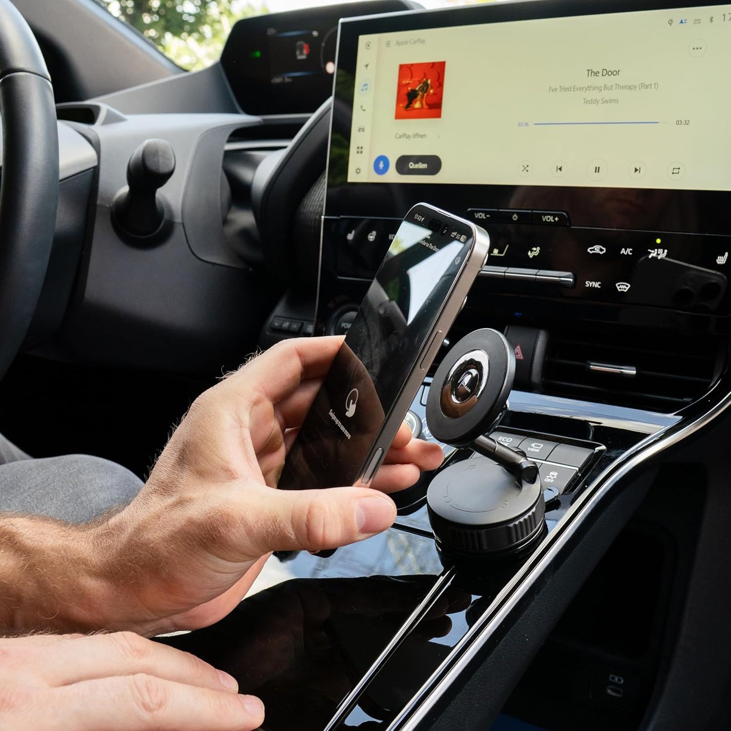 Vacuum Magnetic Phone Holder – 360-Degree Rotating Magnetic Suction Phone Mount for Car, Windshield, Gym, Outdoor – Strong Hold Cellphone Car Holder – Compatible with MagSafe