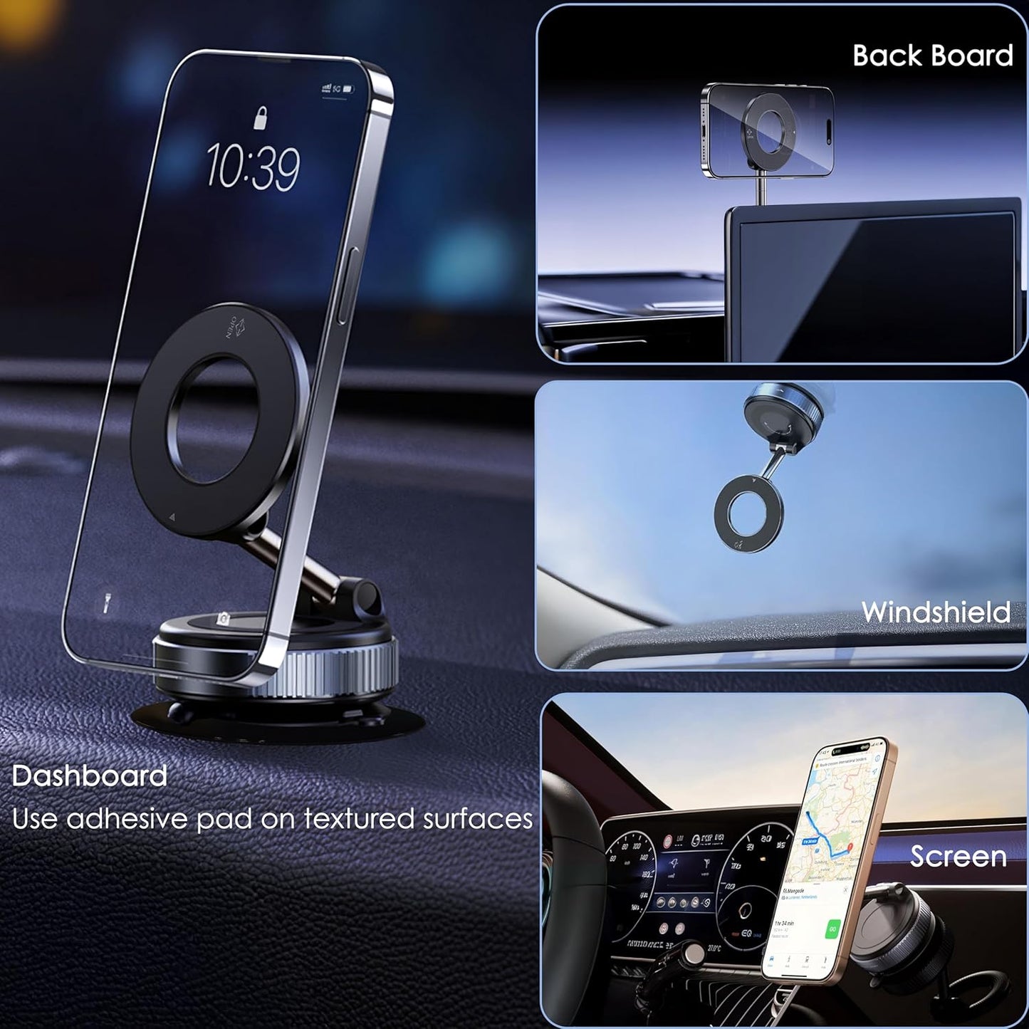 Vacuum Magnetic Car Phone Holder Foldable Mount with Ultra Suction Cup for Magnetic Phone Cases Cell Phone Holders for Car/Gym/Mirror Use Compatible with iPhone & Android