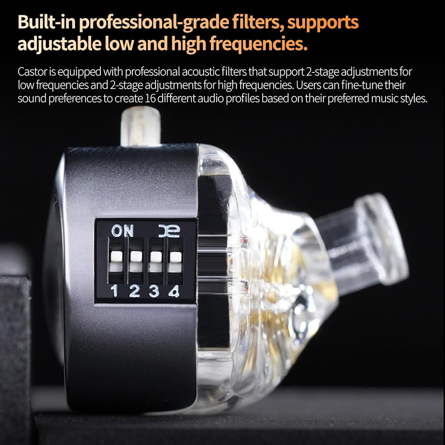 KZ Castor in Ear Monitors Headphones Bass Wired Earphones 2 Dynamic High-end Tunable Balanced Armature Headphones IEM Earphones HiFi Super Bass Earbuds for Singer Musicians Drummer(Black, with Mic)