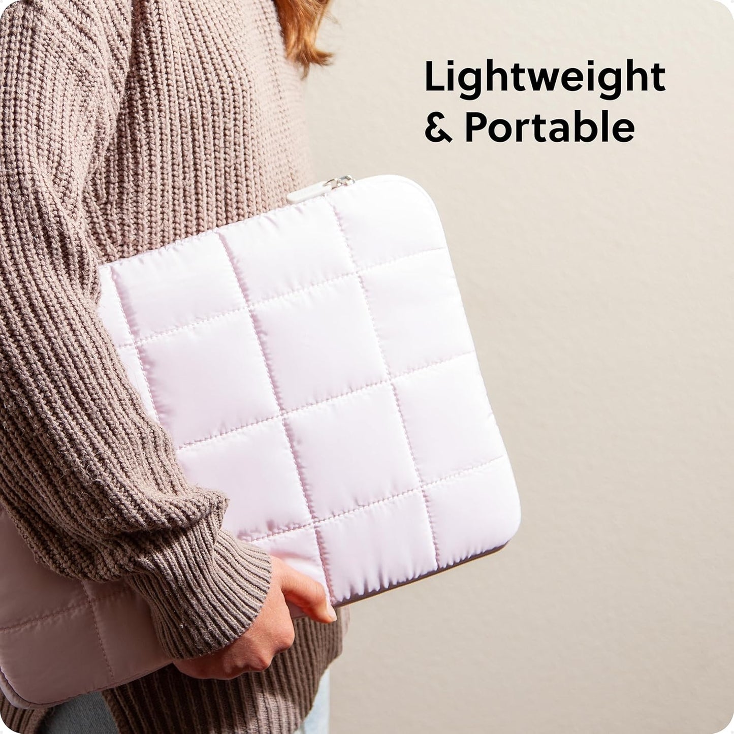 U Brands Nylon Puffer Zipping Large Laptop Sleeve, 9.75" x 13", Computer Accessories, Laptop Bag for MacBook Pro, MacBook Air, Chromebook, HP Computer, Petal Pink