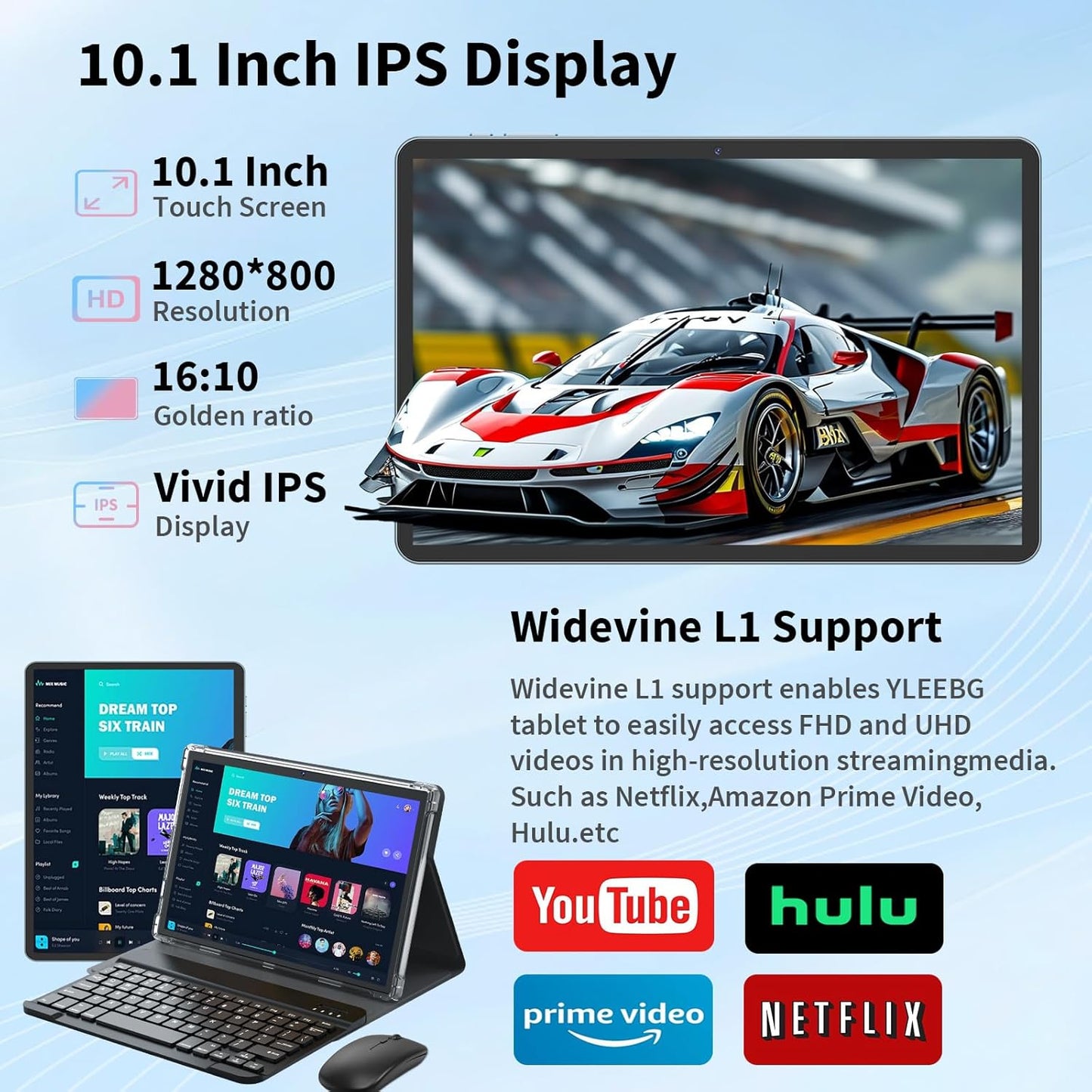 Android Tablet with Keyboard,10 inch Android 15 tablet, 24GB RAM 128GB ROM, 1TB Expand, Octa-Core, Widevine L1, 2.4G/5G WiFi, 8000mAh, Bluetooth, GMS, 2 in 1 Tablet with Case, Mouse, Stylus（Green）