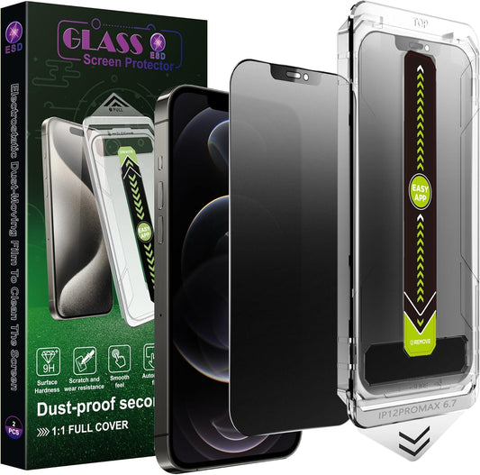 (2-Pack Matte Privacy Anti-Spy Screen Protector for iPhone 12 Pro Max (6.7-Inch),9H Tempered Glass,Anti-Glare,Full Coverage,Anti-Fingerprint,Auto Dust Removal,Bubble-Free
