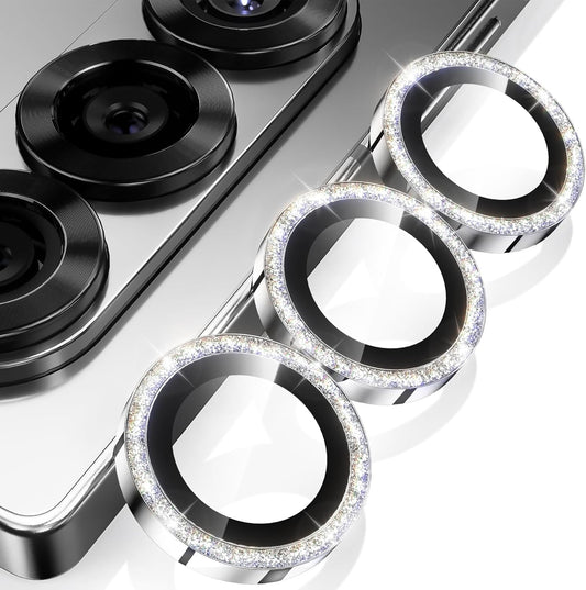 YWXTW for Samsung Galaxy Z Fold 7 Camera Lens Protector, [12X Stronger Adhesion] Individual Anti Scratch Metal Ring Tempered Glass Camera Screen Protector for Z Fold 7 Accessories 2025 (Glitter Silver)