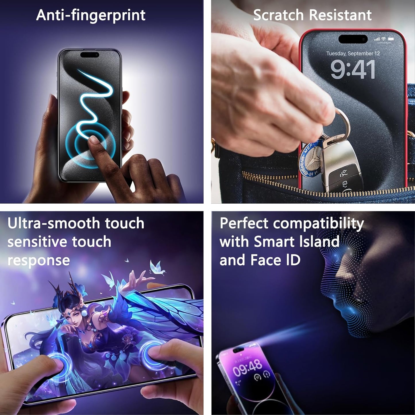 (2-Pack Anti-Spy Privacy Screen Protector for iPhone 15 Pro Max(6.7-Inch),9H Tempered Glass,Full Coverage,Anti-Fingerprint,Auto Dust Removal,Bubble-Free,Easy Installation