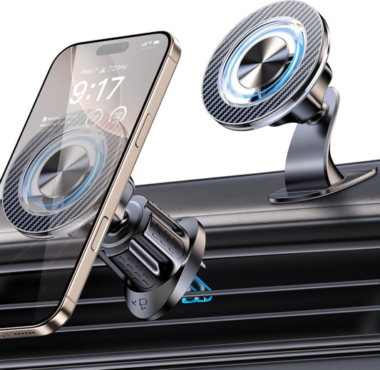 for MagSafe Car Mount Magnetic Phone Holder for Car [2025 Upgraded 22X Magnets & Double-Hooks] Phone Holders for Your Car Stand for Dashboard Vent GPS for iPhone 16/15/14/13/12 Android etc