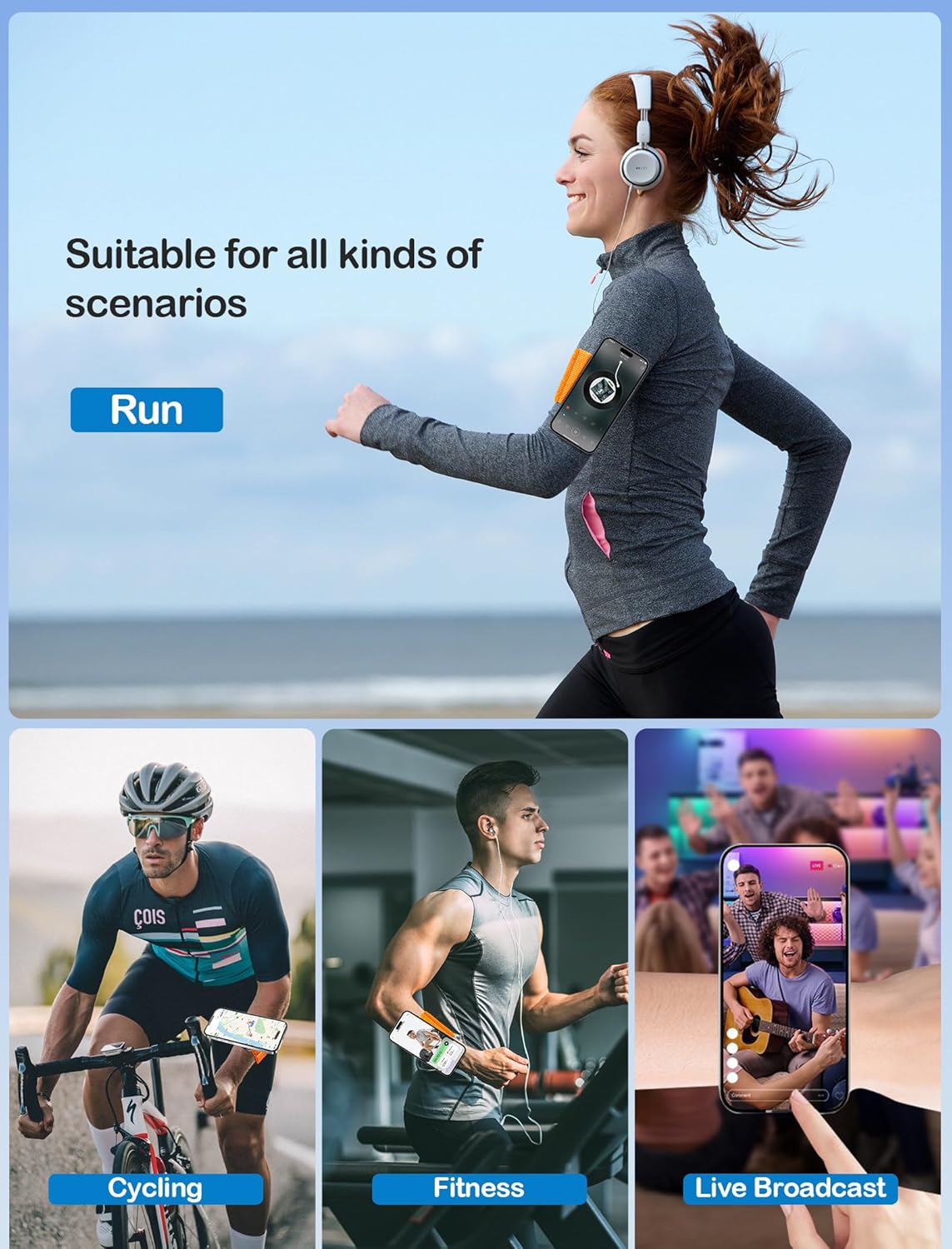 TOPGO Running Phone Holder for iPhone [360° Rotatable & Upgrade Anti-Drop] Magnetic Wrist Phone Holder, Magsafe Armband Compatible with iPhone 16 Pro and Android - Orange