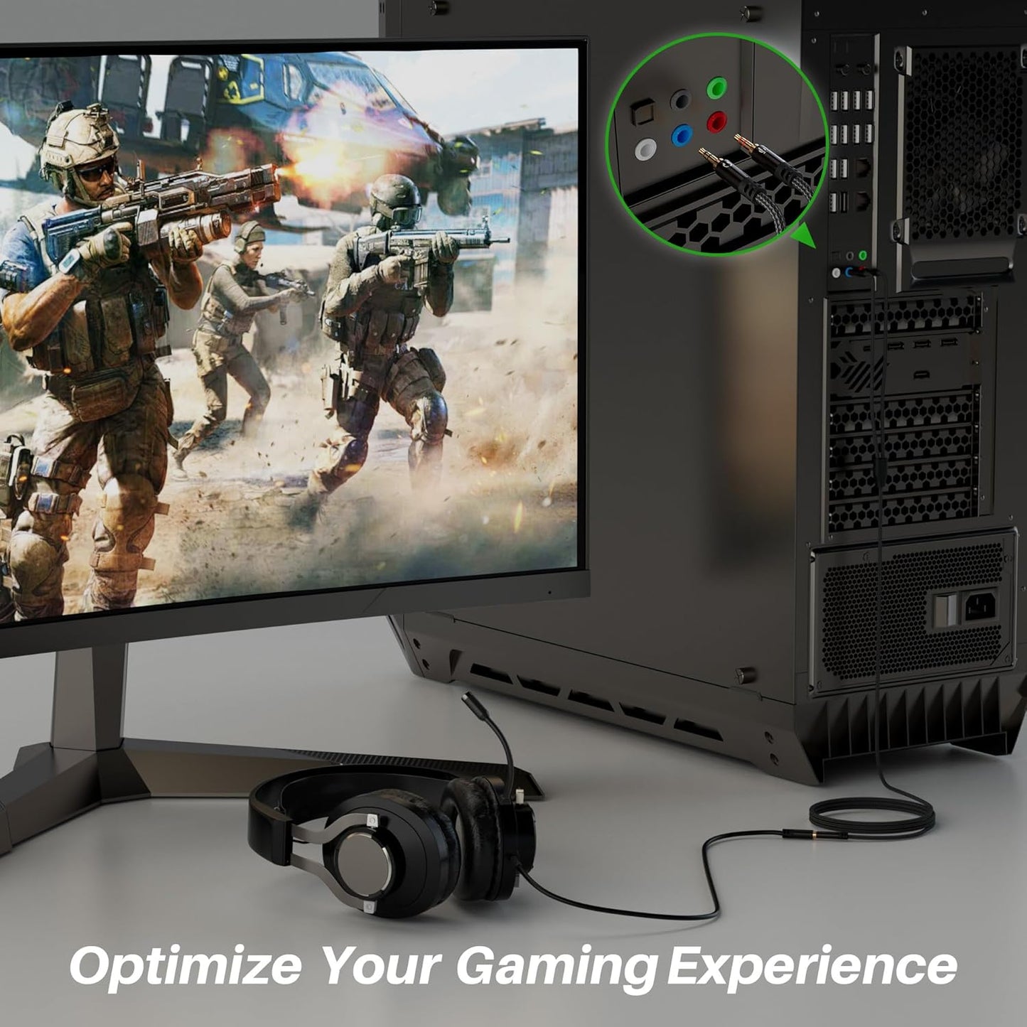 Headphone Splitter for Computer, 3.5mm Female to Dual 3.5mm Male Audio Splitter Cable, Stereo Jack Earphones Headset to PC Laptop Adapter, 1/8inch 2-in-1 Y Separator Aux Dongle Converters, 3FT