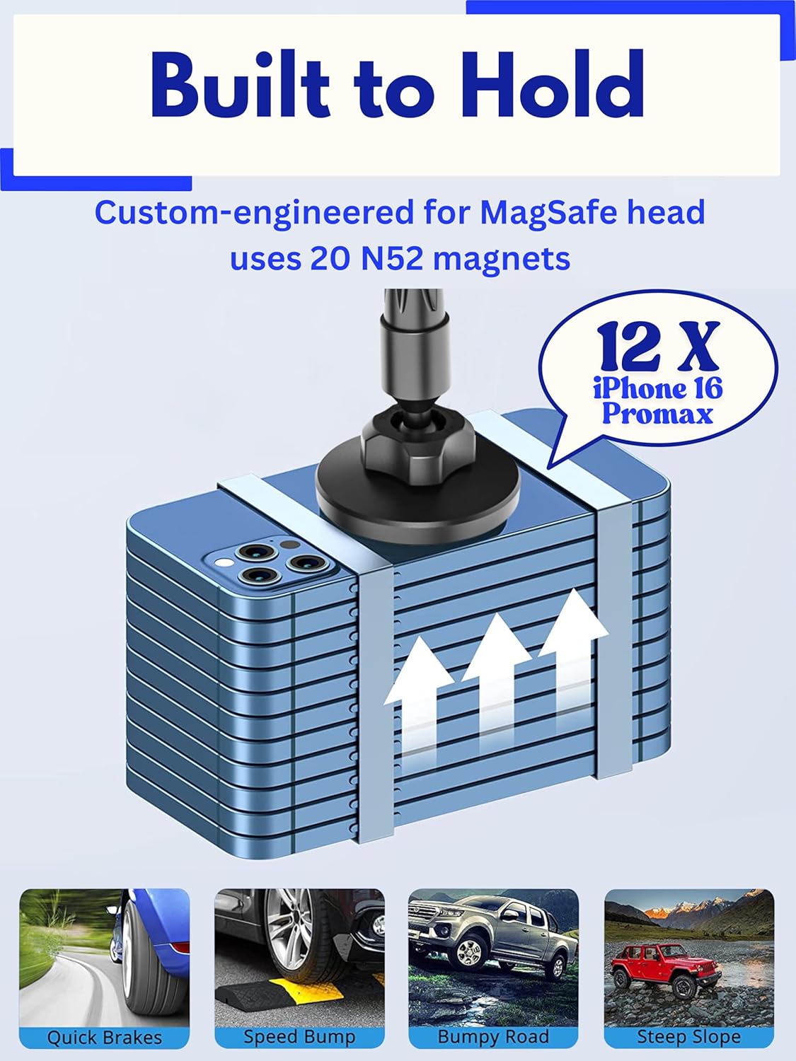 Cup Holder Phone Mount Magnetic - Designed for MagSafe Cupholder Car Mount, Super Strong Magnet for Cell Phone Cup Holders, Expandable Base, Flexible Gooseneck, Compatible with iPhone, Galaxy, Pixel