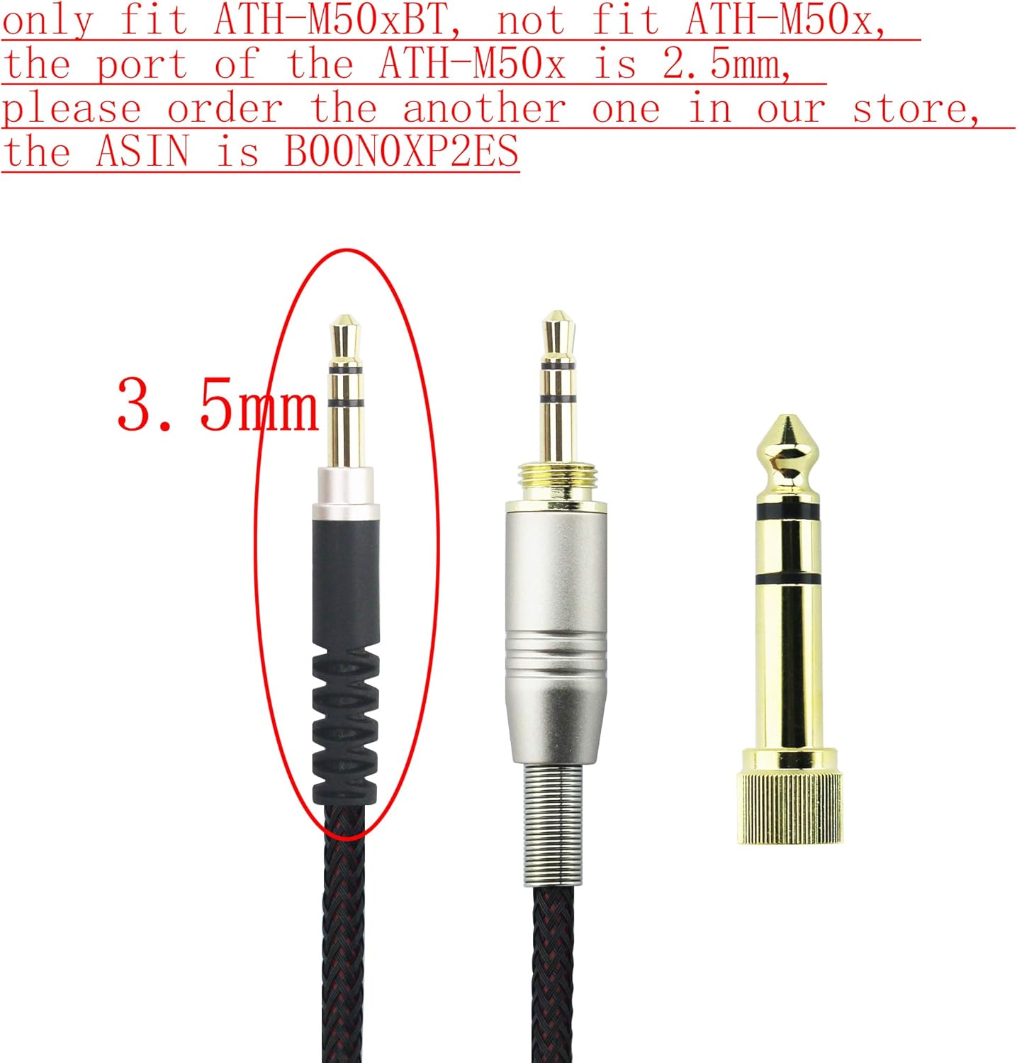 NewFantasia Replacement Audio Upgrade Cable Compatible with Audio-Technica ATH-M50xBT, ATH-AR3BTBK, ATH-SR50BT, ATH-ANC9, ATH-ANC7B, ATH-SR5BTBK, ATH-S700BT Headphones 1.2meters/4ft