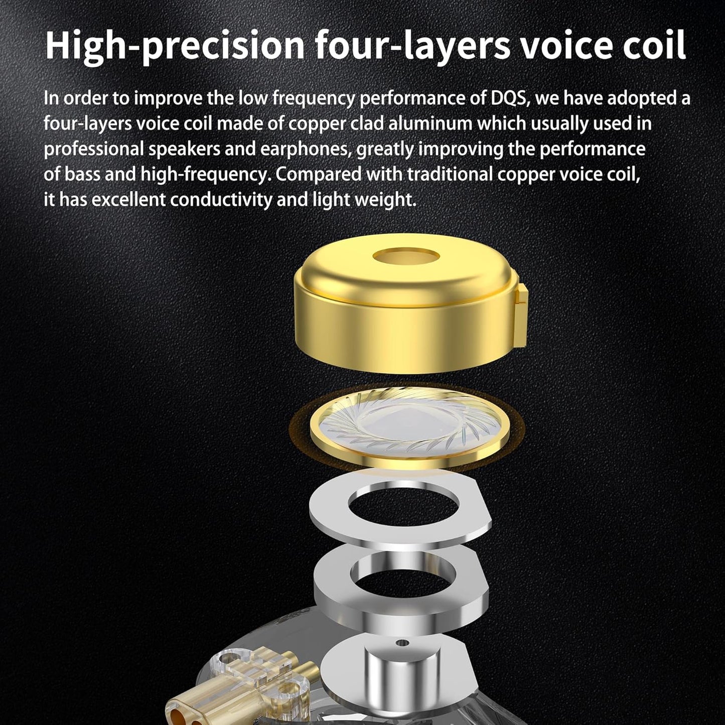 KZ DQS 1DD Earphones Wired in-Ear Headphones with Microphone Sound Isolating Earphones with Detailed Sound, Secure in-Ear Fit, Detachable Cable, Durable Quality for Audiophile Musician(Black,with Mic)