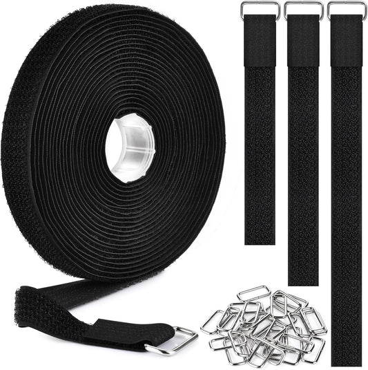 0.75"x19.7ft Hook and Loop Straps with 30 Buckles Adjustable Cut-to-Length Cable Ties - Reusable Nylon Fastening Tape Cable Straps for Storage or Organization (0.75in x 19.7ft)