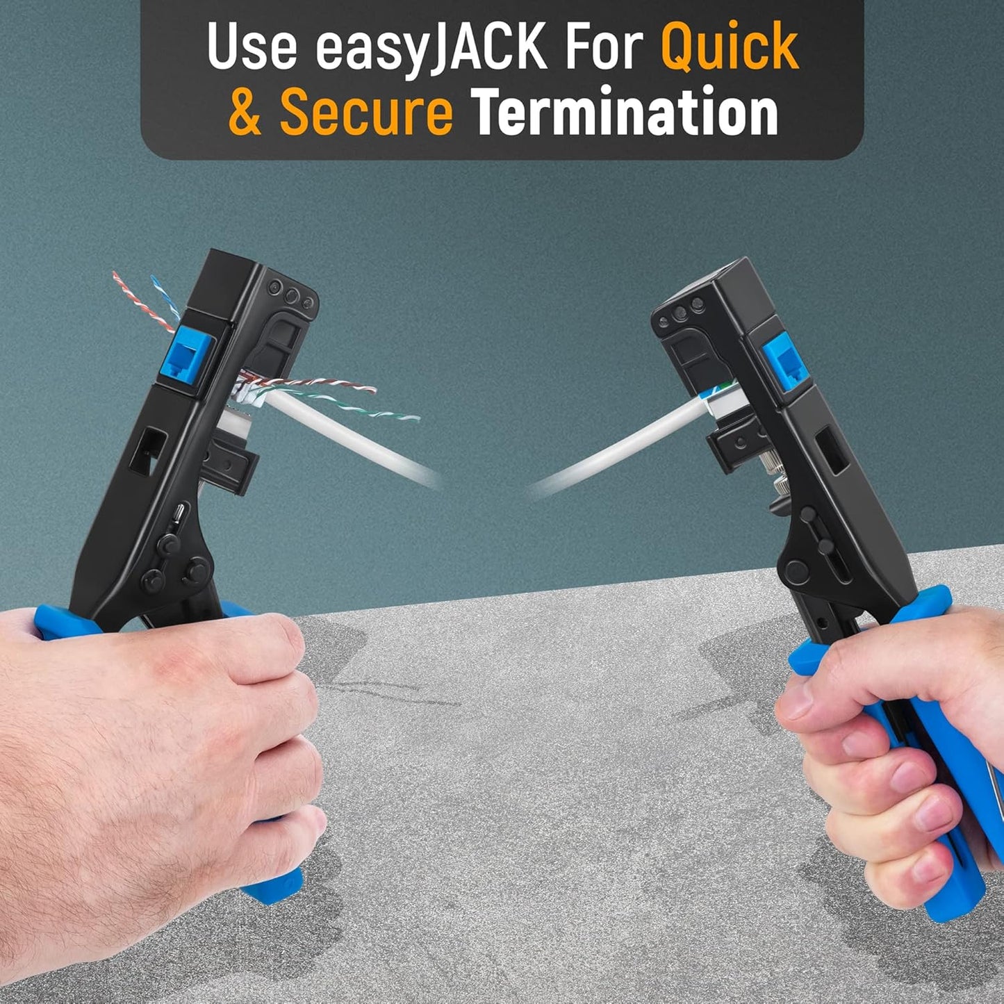 Everest 90° Angled RJ45 Cat6A Keystone Jacks 20-Pack in Orange - Slim Profile Female RJ45 Connectors - Cat 6A Keystone Jack - Compatible with 90° Angled Speed Termination Tool - easyJACK (B094WB91H3)