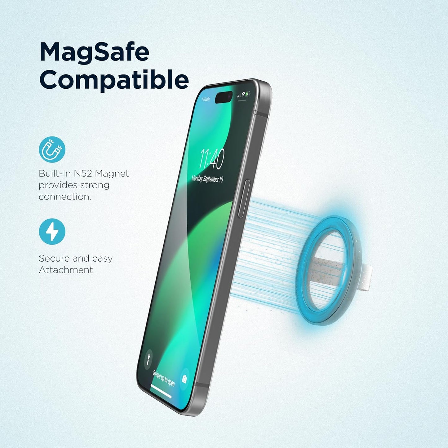 Encased Grip Loops for MagSafe, Magnetic iPhone Holder (2-Pack Set), Comfortable SoftTouch Silicone (Clear Sparkle/Glitter Purple)